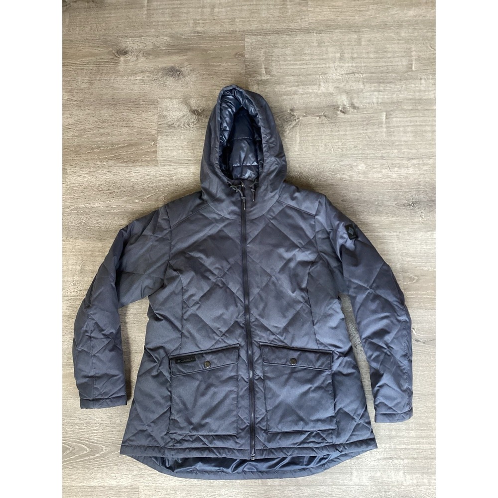 COLUMBIA Womens Size XL CRESCENT CLIFF DOWN INSULATED HOODED WINTER JACKET Gray